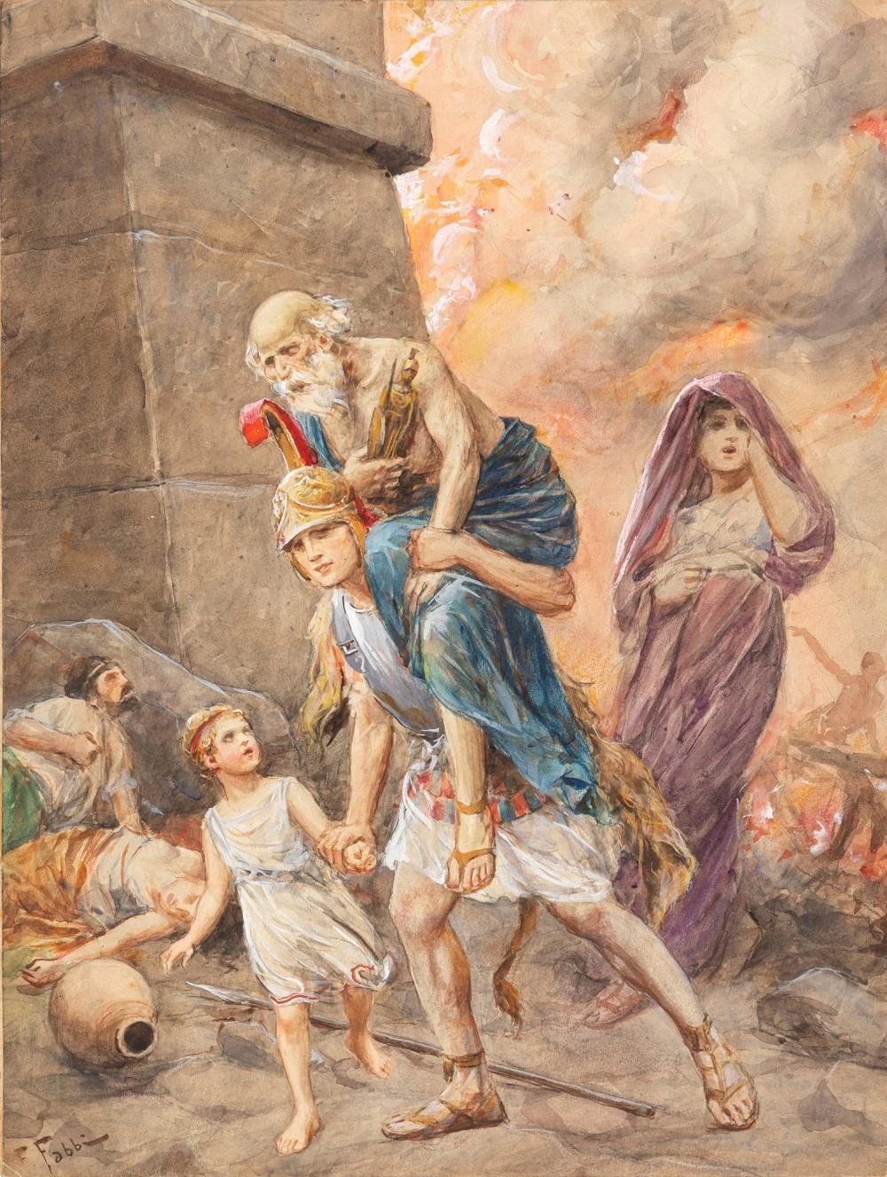 L'Iliade. La fuga di Anchise